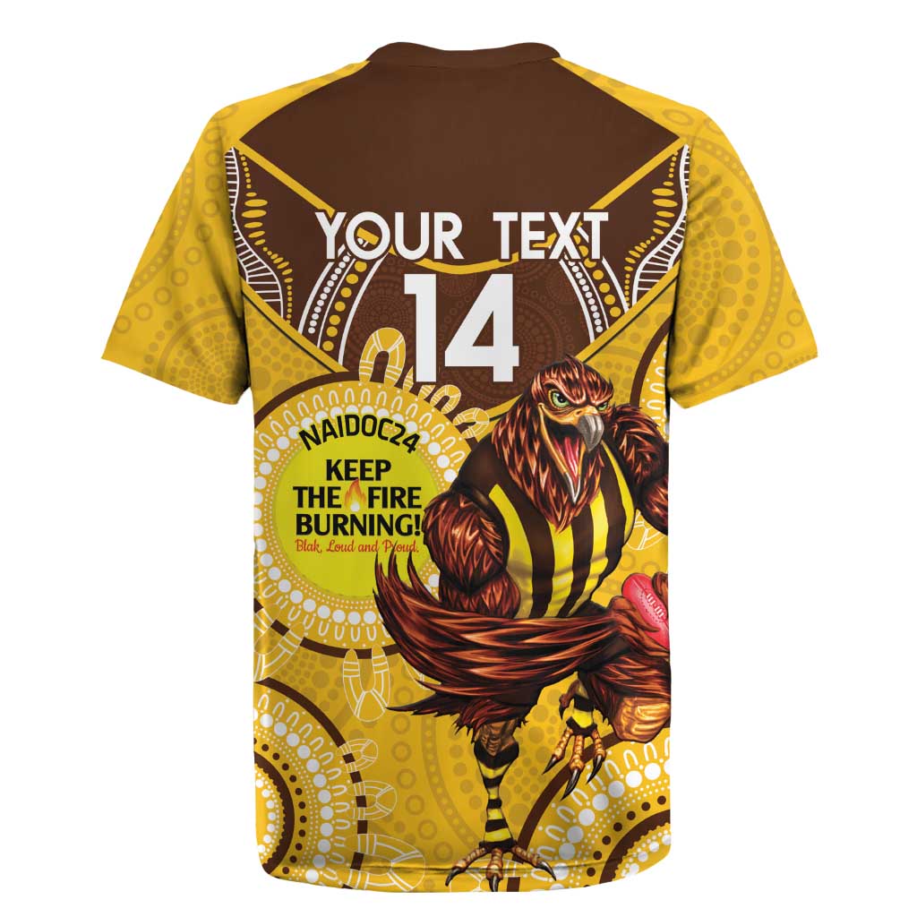 Custom AFL Hawkthorn NAIDOC Week Rugby Jersey Keep The Fire Burning Indigenous Art