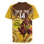 Custom AFL Hawkthorn NAIDOC Week Rugby Jersey Keep The Fire Burning Indigenous Art