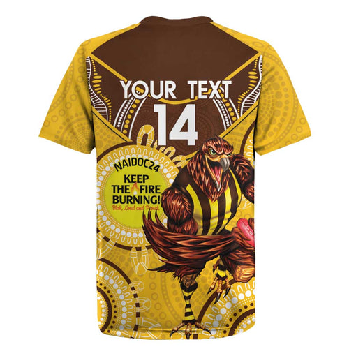 Custom AFL Hawkthorn NAIDOC Week Rugby Jersey Keep The Fire Burning Indigenous Art