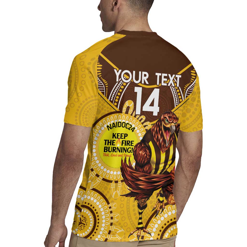 Custom AFL Hawkthorn NAIDOC Week Rugby Jersey Keep The Fire Burning Indigenous Art