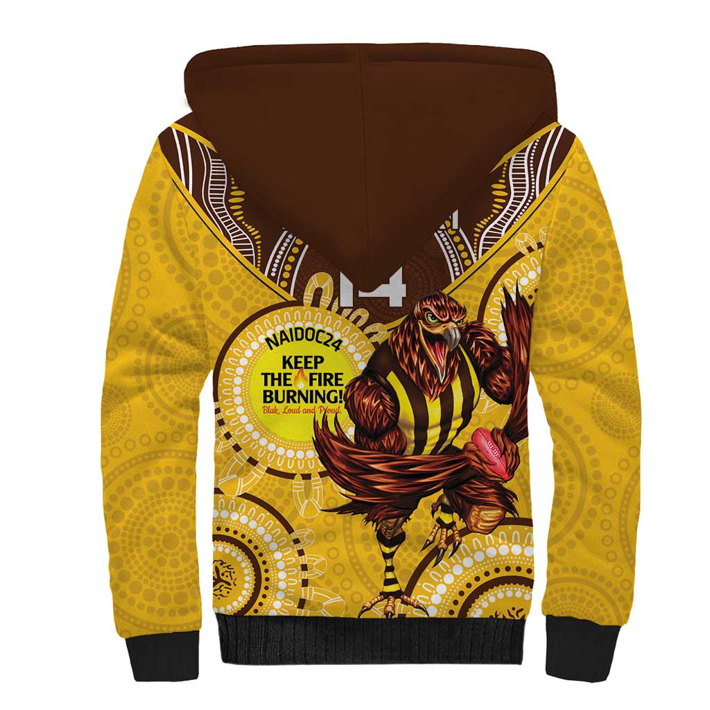 Custom AFL Hawkthorn NAIDOC Week Sherpa Hoodie Keep The Fire Burning Indigenous Art