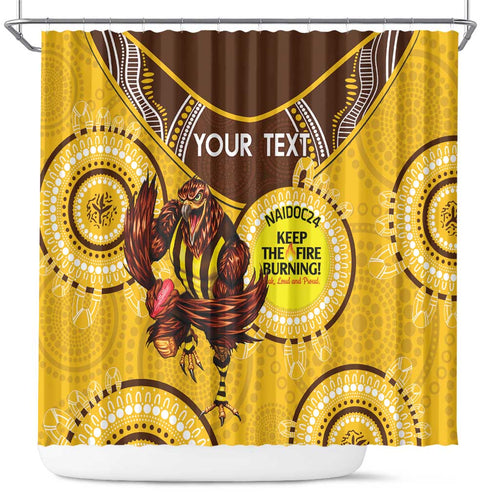 Custom AFL Hawkthorn NAIDOC Week Shower Curtain Keep The Fire Burning Indigenous Art