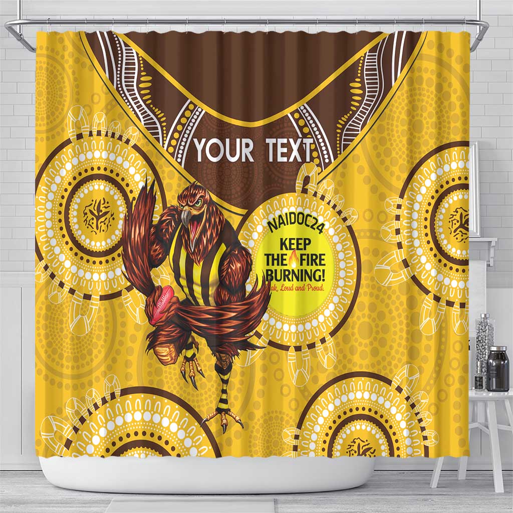 Custom AFL Hawkthorn NAIDOC Week Shower Curtain Keep The Fire Burning Indigenous Art