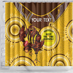 Custom AFL Hawkthorn NAIDOC Week Shower Curtain Keep The Fire Burning Indigenous Art
