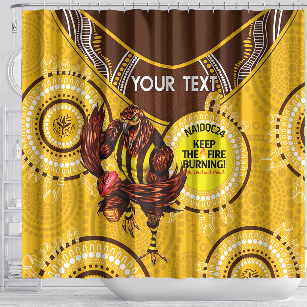 Custom AFL Hawkthorn NAIDOC Week Shower Curtain Keep The Fire Burning Indigenous Art