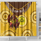 Custom AFL Hawkthorn NAIDOC Week Shower Curtain Keep The Fire Burning Indigenous Art