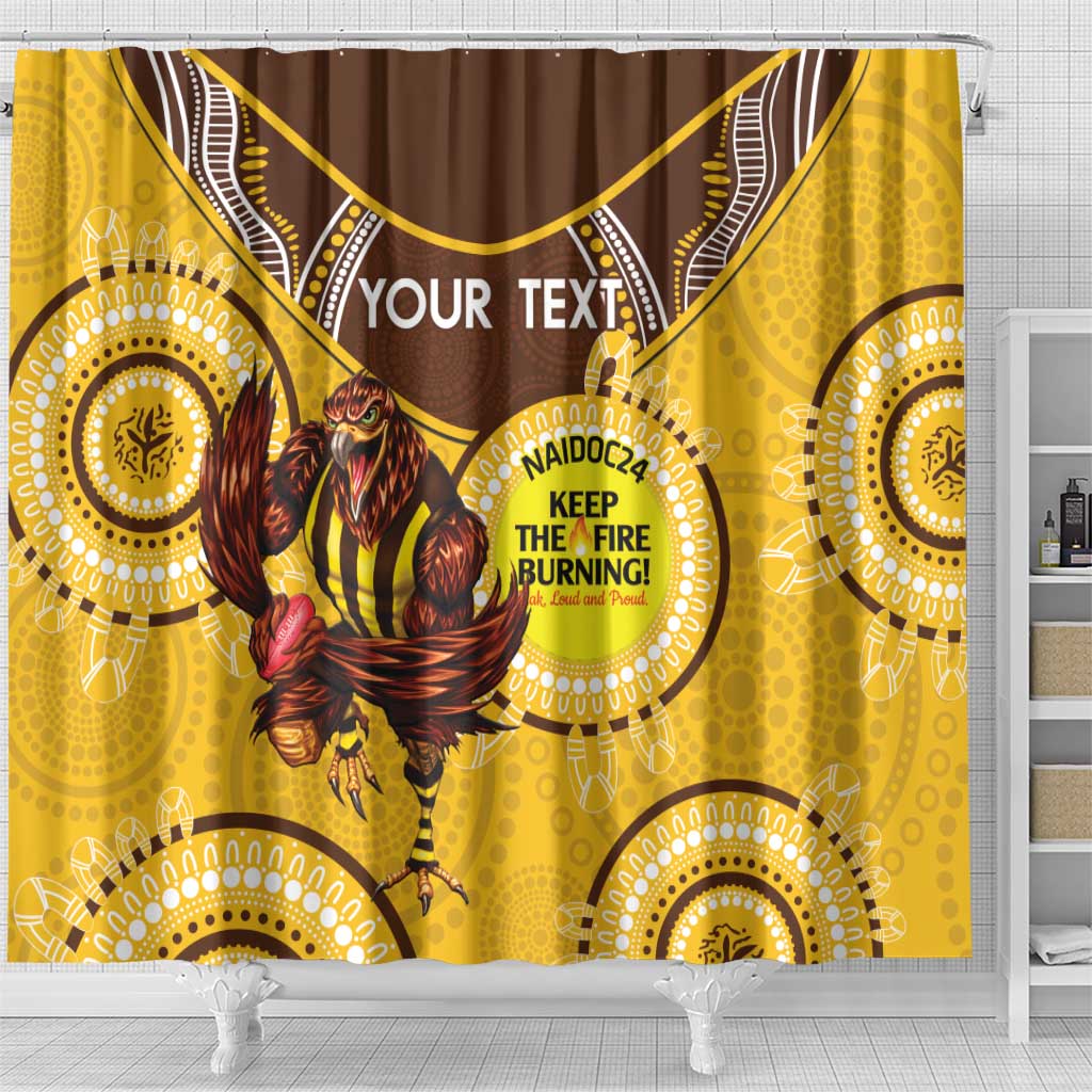 Custom AFL Hawkthorn NAIDOC Week Shower Curtain Keep The Fire Burning Indigenous Art