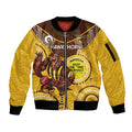 Custom AFL Hawkthorn NAIDOC Week Sleeve Zip Bomber Jacket Keep The Fire Burning Indigenous Art