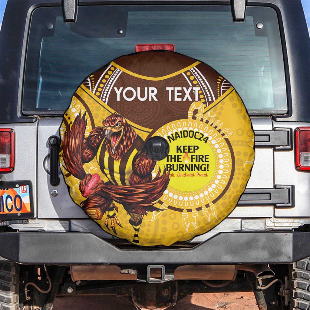 Custom AFL Hawkthorn NAIDOC Week Spare Tire Cover Keep The Fire Burning Indigenous Art