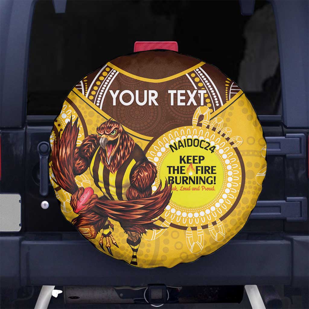 Custom AFL Hawkthorn NAIDOC Week Spare Tire Cover Keep The Fire Burning Indigenous Art