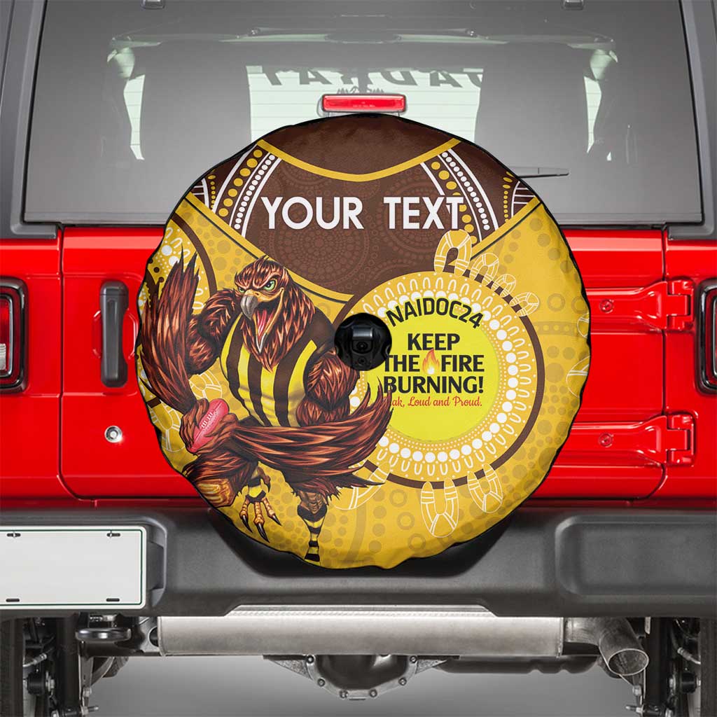 Custom AFL Hawkthorn NAIDOC Week Spare Tire Cover Keep The Fire Burning Indigenous Art