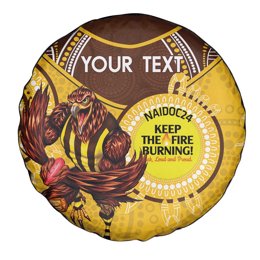 Custom AFL Hawkthorn NAIDOC Week Spare Tire Cover Keep The Fire Burning Indigenous Art