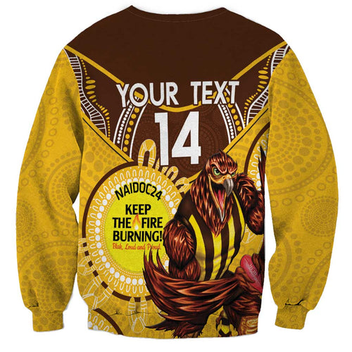 Custom AFL Hawkthorn NAIDOC Week Sweatshirt Keep The Fire Burning Indigenous Art