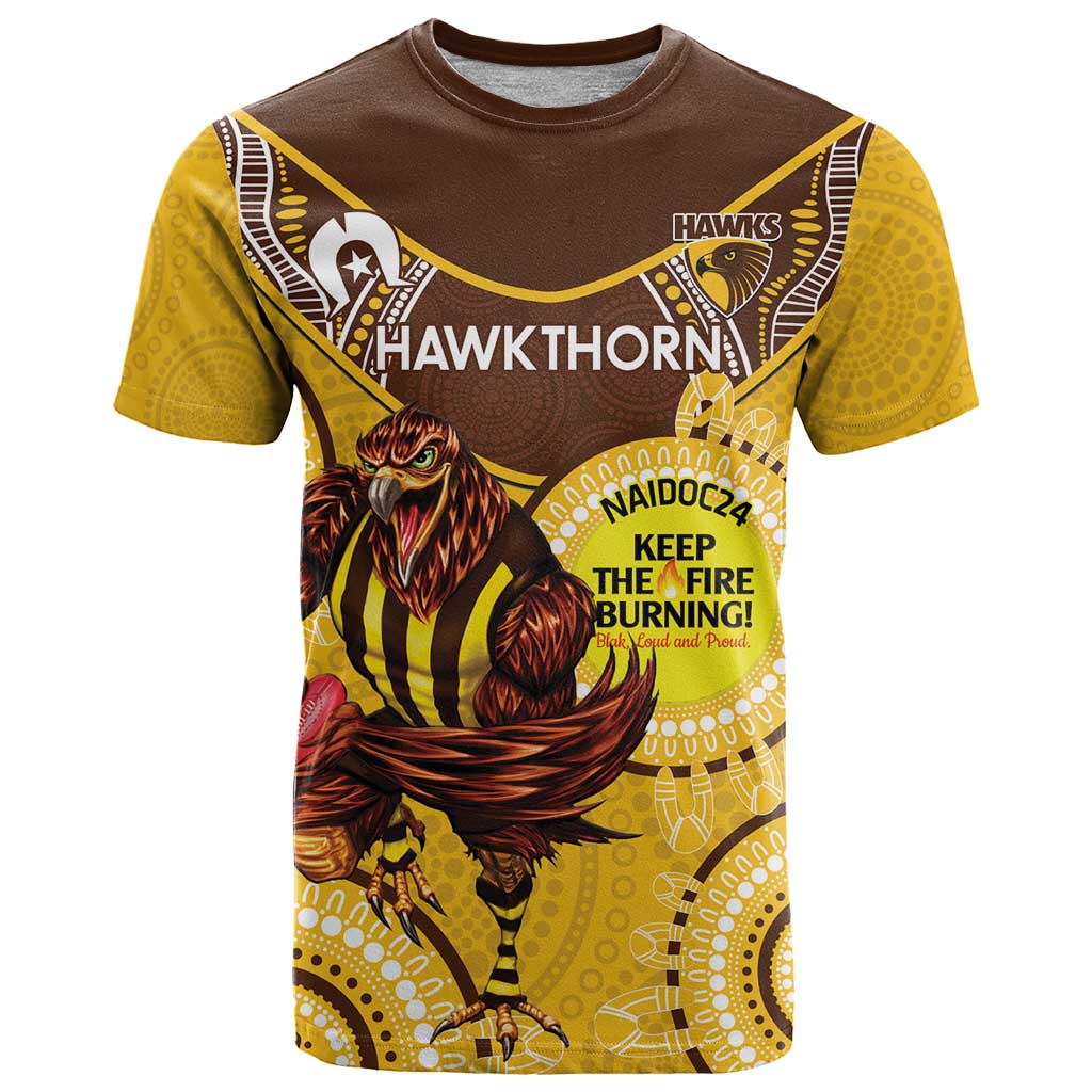 Custom AFL Hawkthorn NAIDOC Week T Shirt Keep The Fire Burning Indigenous Art