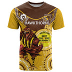 Custom AFL Hawkthorn NAIDOC Week T Shirt Keep The Fire Burning Indigenous Art