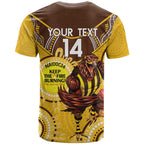Custom AFL Hawkthorn NAIDOC Week T Shirt Keep The Fire Burning Indigenous Art