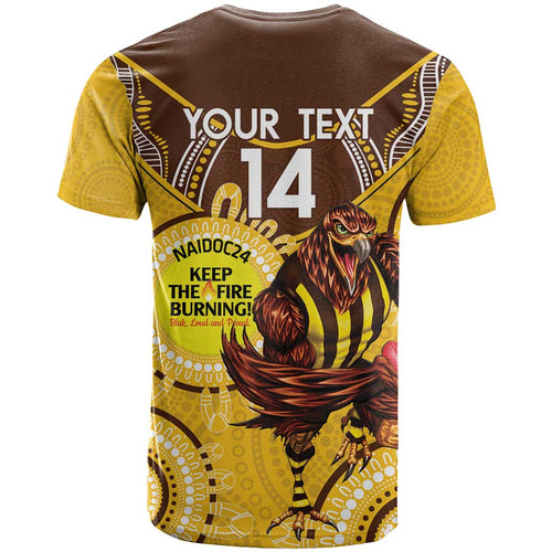 Custom AFL Hawkthorn NAIDOC Week T Shirt Keep The Fire Burning Indigenous Art