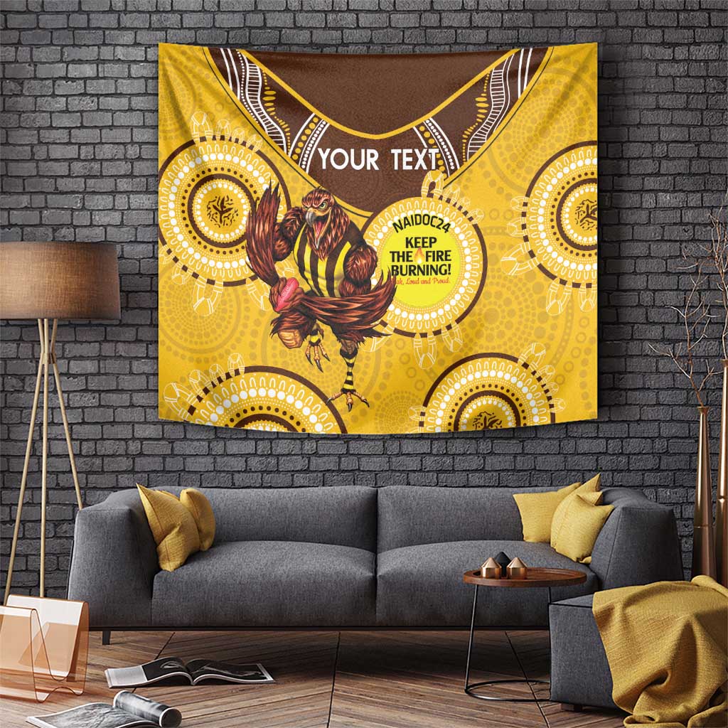 Custom AFL Hawkthorn NAIDOC Week Tapestry Keep The Fire Burning Indigenous Art