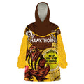 Custom AFL Hawkthorn NAIDOC Week Wearable Blanket Hoodie Keep The Fire Burning Indigenous Art