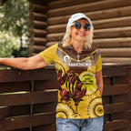 Custom AFL Hawkthorn NAIDOC Week Women Polo Shirt Keep The Fire Burning Indigenous Art