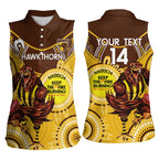 Custom AFL Hawkthorn NAIDOC Week Women Sleeveless Polo Shirt Keep The Fire Burning Indigenous Art