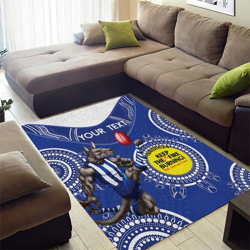 Custom AFL Kangaroos NAIDOC Week Area Rug Keep The Fire Burning Indigenous Art