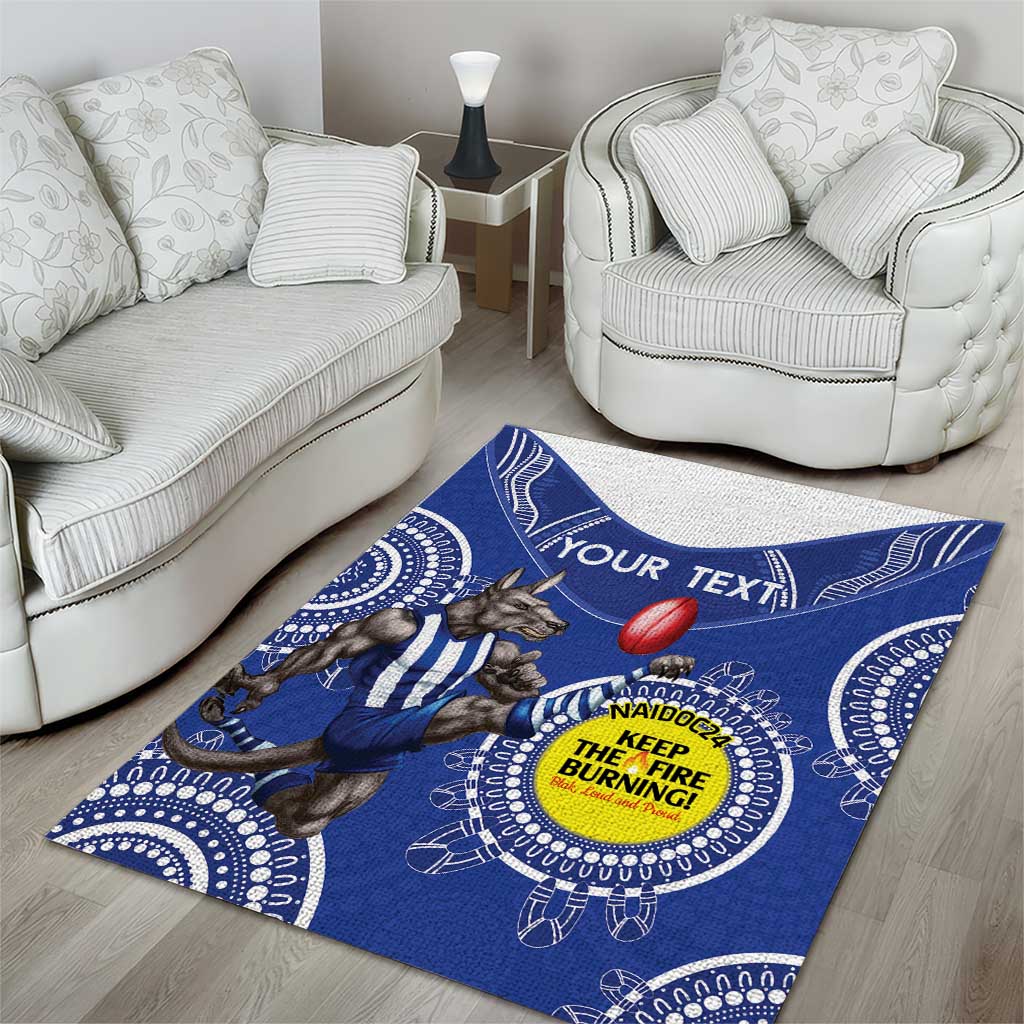 Custom AFL Kangaroos NAIDOC Week Area Rug Keep The Fire Burning Indigenous Art