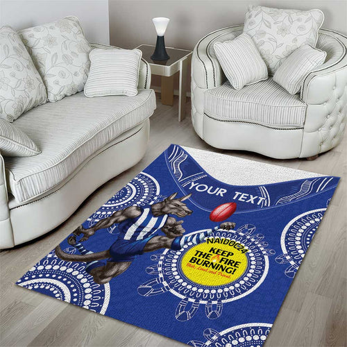 Custom AFL Kangaroos NAIDOC Week Area Rug Keep The Fire Burning Indigenous Art