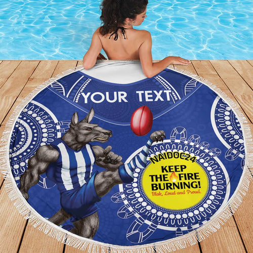 Custom AFL Kangaroos NAIDOC Week Beach Blanket Keep The Fire Burning Indigenous Art