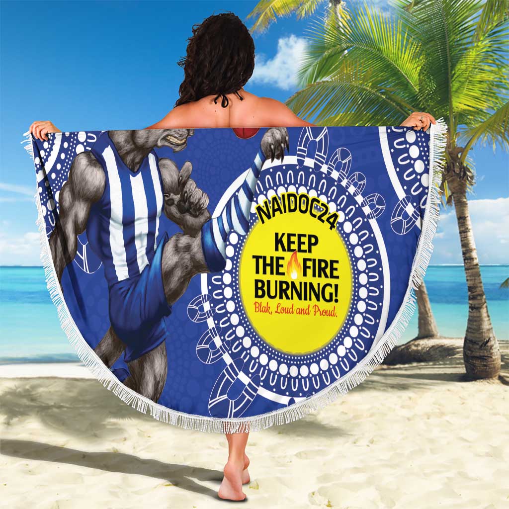 Custom AFL Kangaroos NAIDOC Week Beach Blanket Keep The Fire Burning Indigenous Art