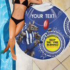 Custom AFL Kangaroos NAIDOC Week Beach Blanket Keep The Fire Burning Indigenous Art