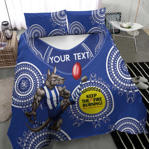 Custom AFL Kangaroos NAIDOC Week Bedding Set Keep The Fire Burning Indigenous Art