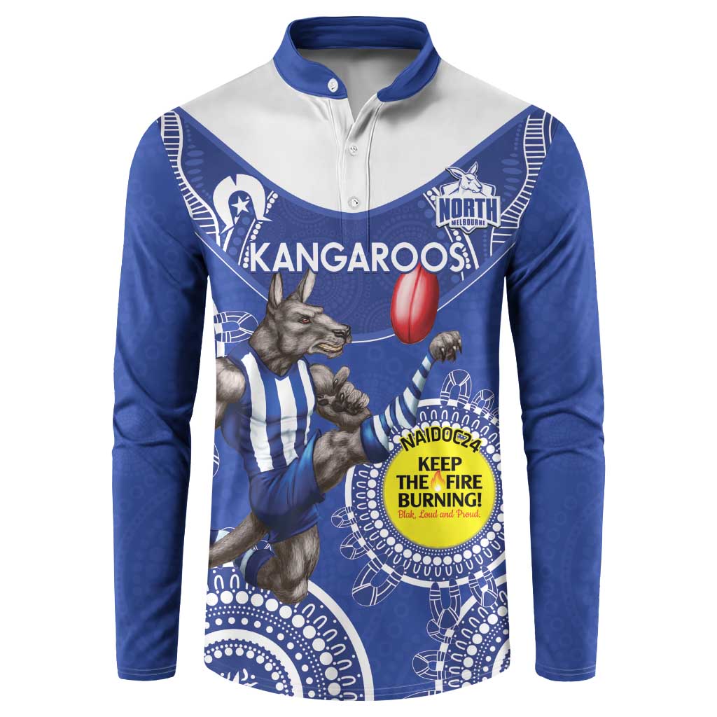 Custom AFL Kangaroos NAIDOC Week Button Sweatshirt Keep The Fire Burning Indigenous Art