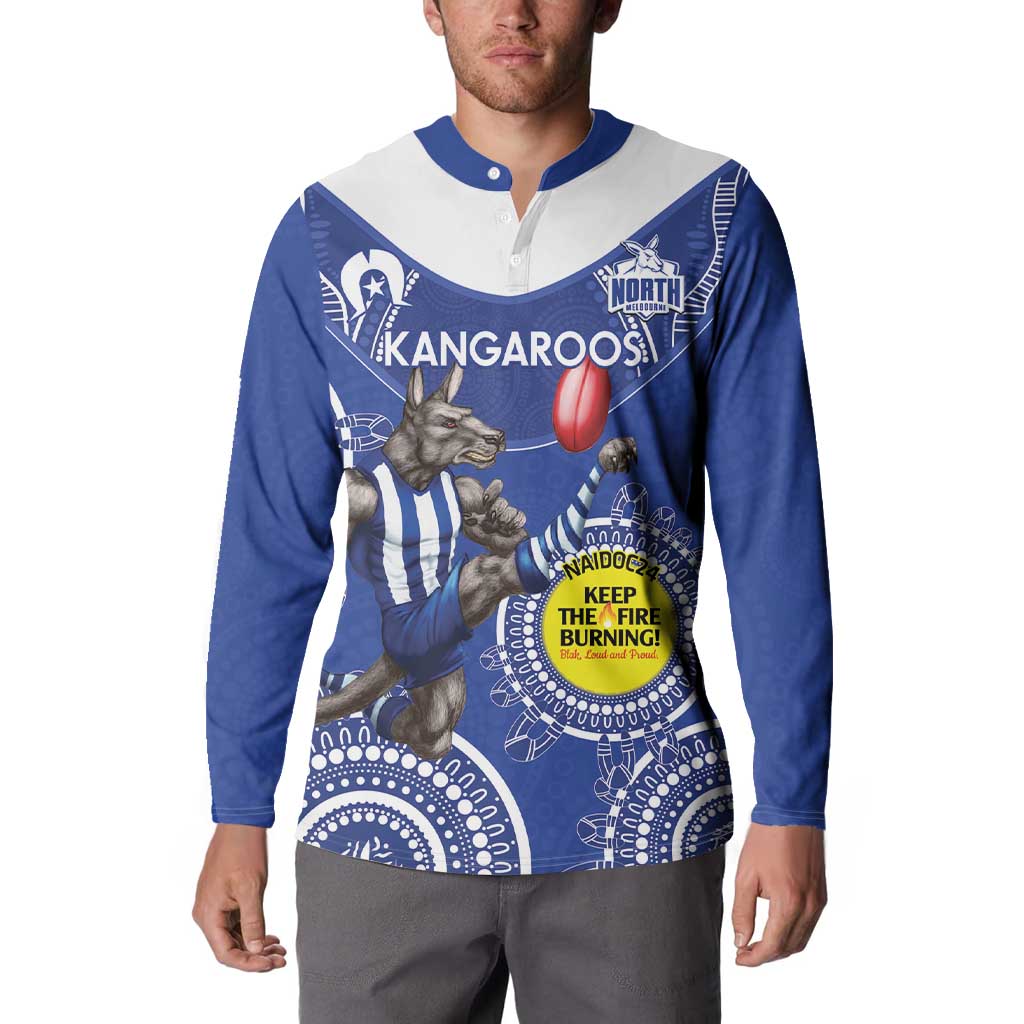 Custom AFL Kangaroos NAIDOC Week Button Sweatshirt Keep The Fire Burning Indigenous Art