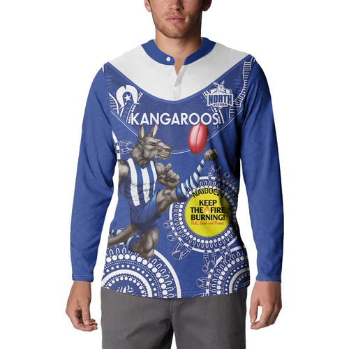 Custom AFL Kangaroos NAIDOC Week Button Sweatshirt Keep The Fire Burning Indigenous Art