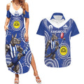 Custom AFL Kangaroos NAIDOC Week Couples Matching Summer Maxi Dress and Hawaiian Shirt Keep The Fire Burning Indigenous Art