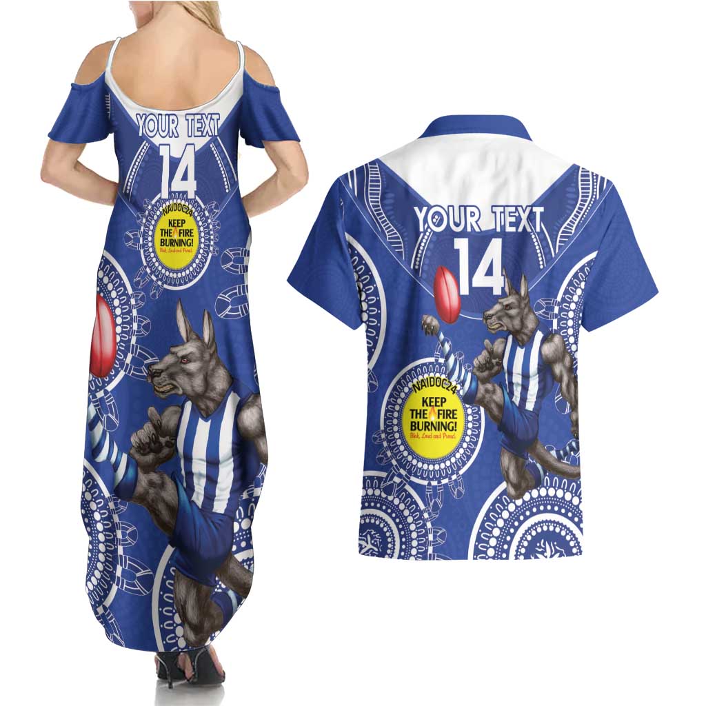 Custom AFL Kangaroos NAIDOC Week Couples Matching Summer Maxi Dress and Hawaiian Shirt Keep The Fire Burning Indigenous Art