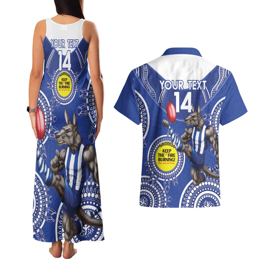 Custom AFL Kangaroos NAIDOC Week Couples Matching Tank Maxi Dress and Hawaiian Shirt Keep The Fire Burning Indigenous Art