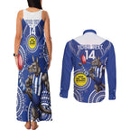 Custom AFL Kangaroos NAIDOC Week Couples Matching Tank Maxi Dress and Long Sleeve Button Shirt Keep The Fire Burning Indigenous Art