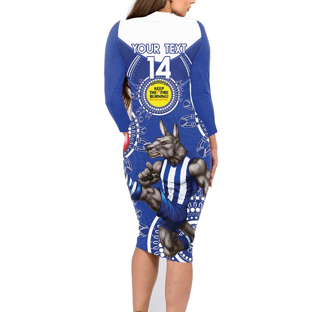 Custom AFL Kangaroos NAIDOC Week Family Matching Long Sleeve Bodycon Dress and Hawaiian Shirt Keep The Fire Burning Indigenous Art