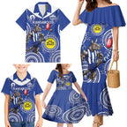 Custom AFL Kangaroos NAIDOC Week Family Matching Mermaid Dress and Hawaiian Shirt Keep The Fire Burning Indigenous Art