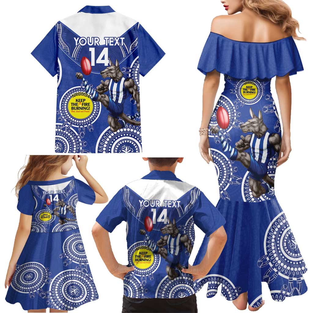 Custom AFL Kangaroos NAIDOC Week Family Matching Mermaid Dress and Hawaiian Shirt Keep The Fire Burning Indigenous Art