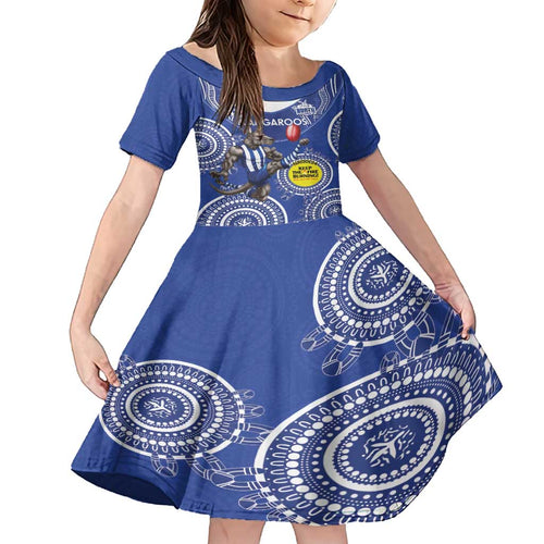 Custom AFL Kangaroos NAIDOC Week Family Matching Off Shoulder Maxi Dress and Hawaiian Shirt Keep The Fire Burning Indigenous Art
