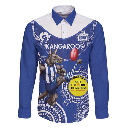 Custom AFL Kangaroos NAIDOC Week Family Matching Off Shoulder Maxi Dress and Hawaiian Shirt Keep The Fire Burning Indigenous Art