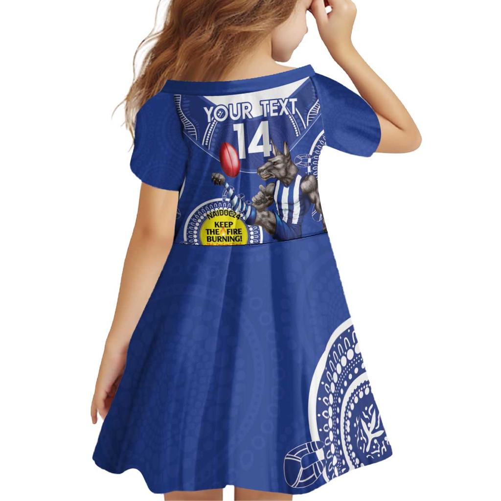 Custom AFL Kangaroos NAIDOC Week Family Matching Off Shoulder Short Dress and Hawaiian Shirt Keep The Fire Burning Indigenous Art