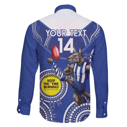 Custom AFL Kangaroos NAIDOC Week Family Matching Off Shoulder Short Dress and Hawaiian Shirt Keep The Fire Burning Indigenous Art