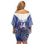 Custom AFL Kangaroos NAIDOC Week Family Matching Off Shoulder Short Dress and Hawaiian Shirt Keep The Fire Burning Indigenous Art
