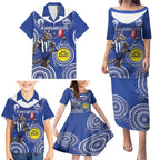 Custom AFL Kangaroos NAIDOC Week Family Matching Puletasi and Hawaiian Shirt Keep The Fire Burning Indigenous Art