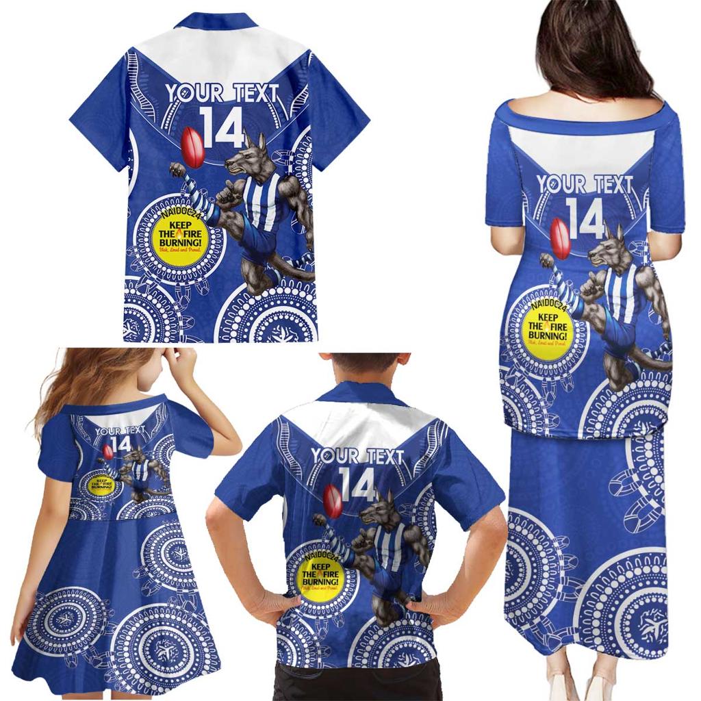 Custom AFL Kangaroos NAIDOC Week Family Matching Puletasi and Hawaiian Shirt Keep The Fire Burning Indigenous Art