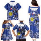 Custom AFL Kangaroos NAIDOC Week Family Matching Puletasi and Hawaiian Shirt Keep The Fire Burning Indigenous Art